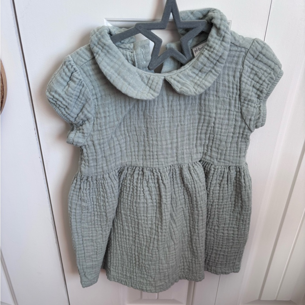 🌻3/25$ PL petit lem baby sage green top / dress outfit 18 months